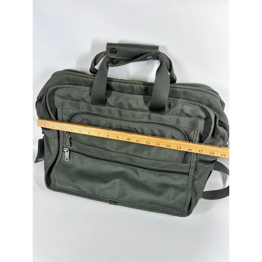 Tumi Alpha Ballistic Briefcase Laptop Bag Green Nylon Grey Messenger